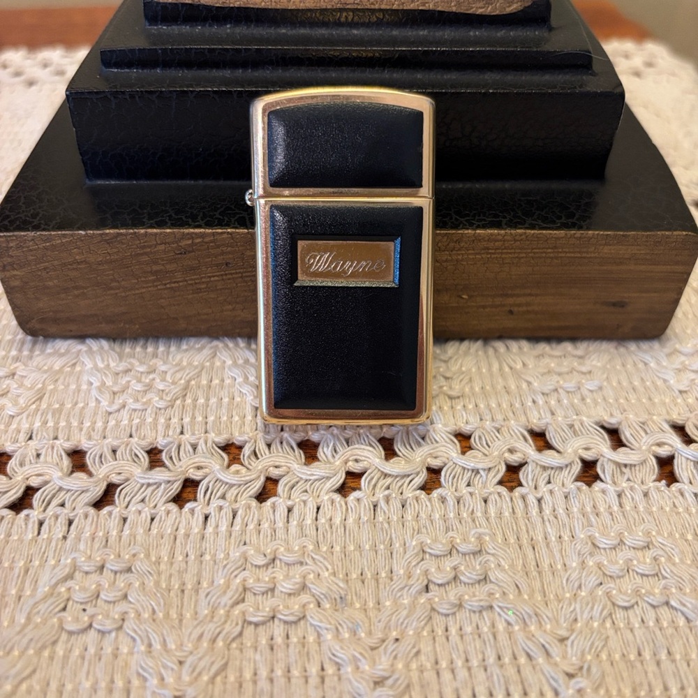 Wayne Personalized Black and Gold Lighter - Men's Accessory